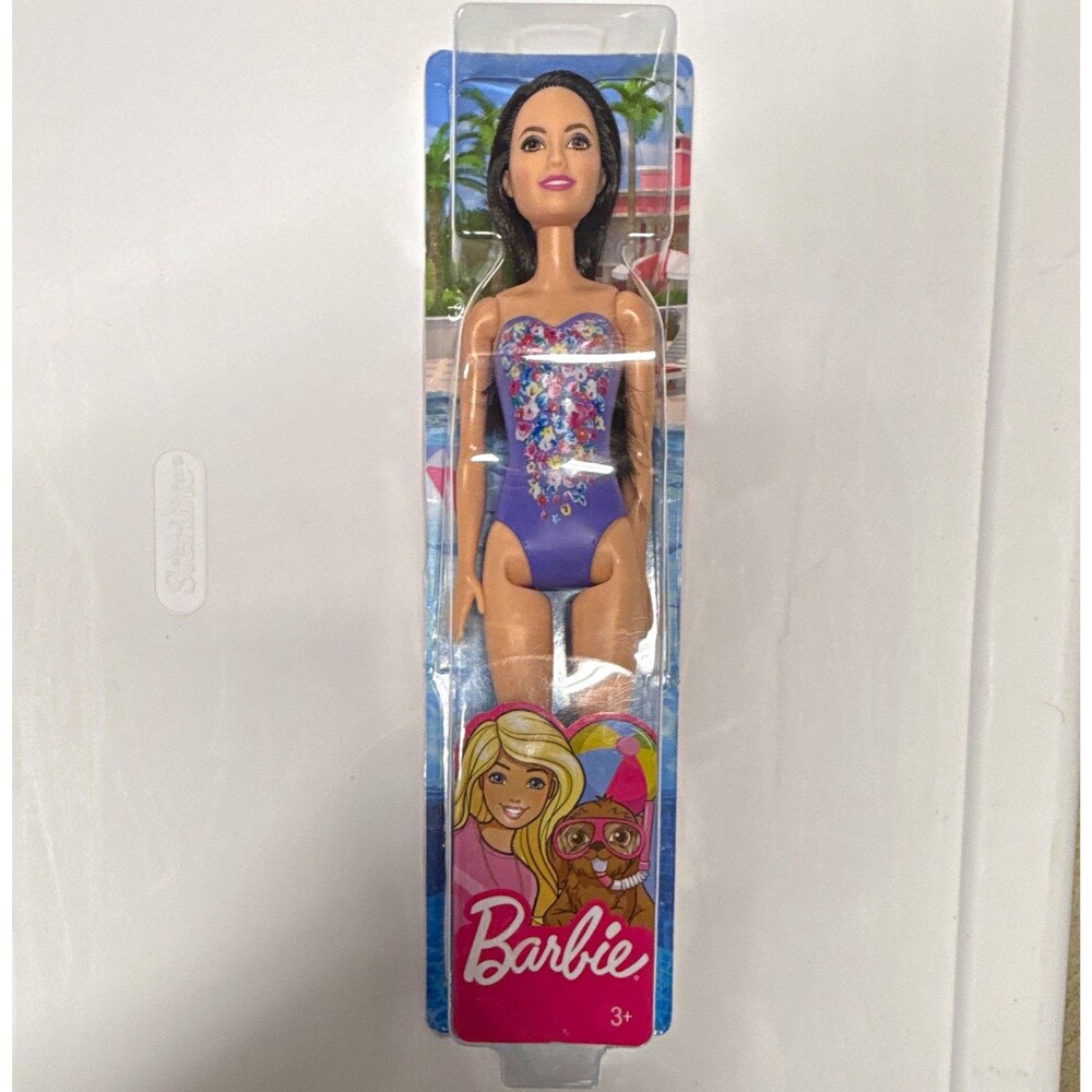 Barbie Fashionistas 11in Doll Black Straight Hair Purple Floral Swimsuit